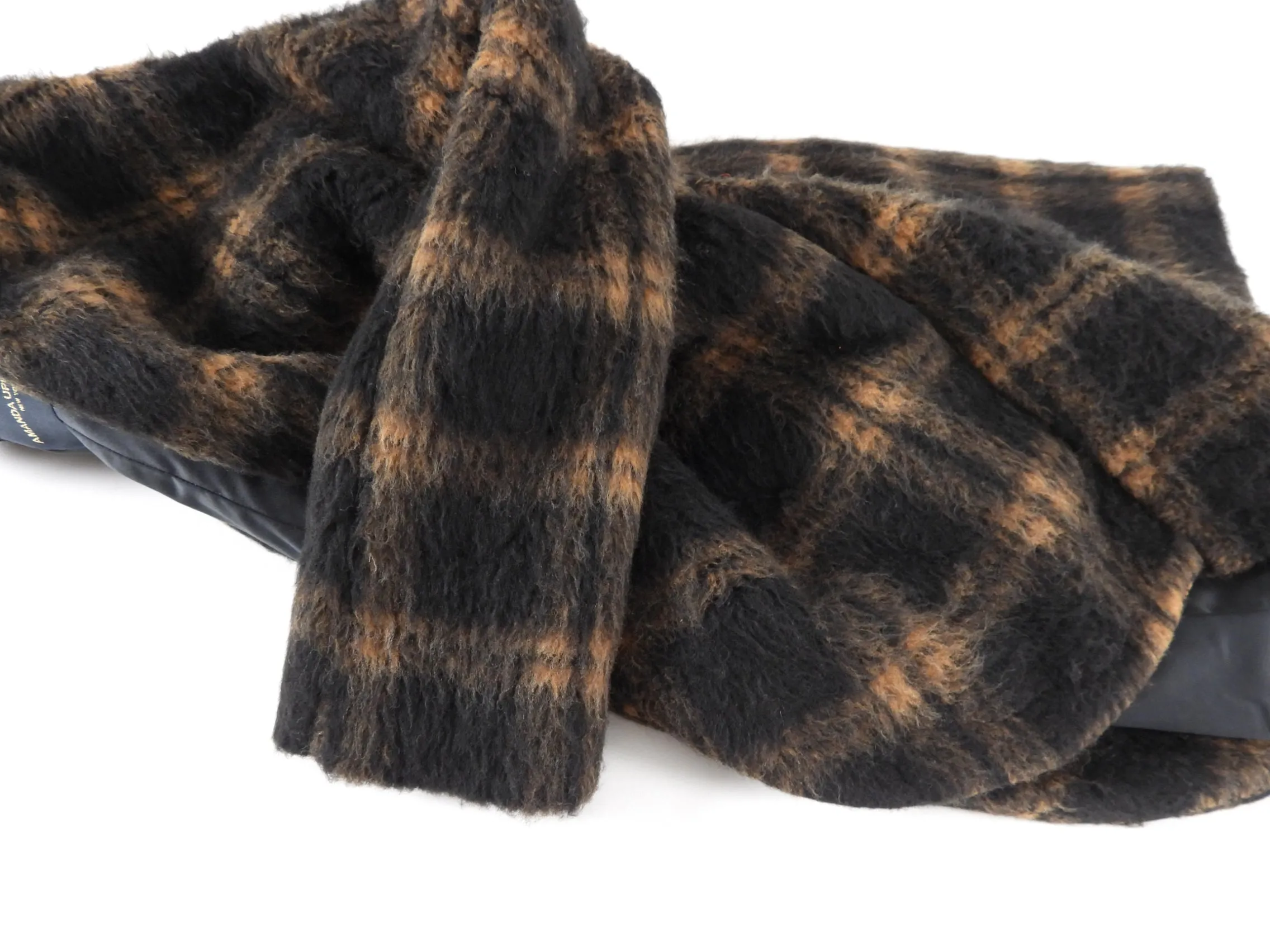Amanda Uprichard Brown Aspen Cardi Check Cocoon Coat - XS