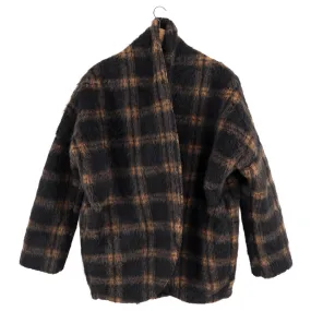 Amanda Uprichard Brown Aspen Cardi Check Cocoon Coat - XS