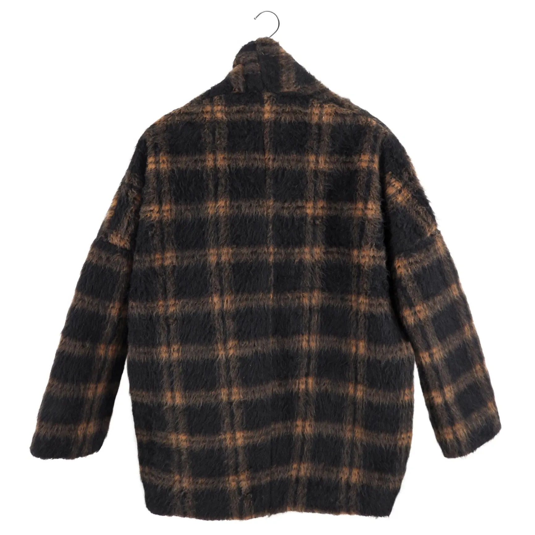 Amanda Uprichard Brown Aspen Cardi Check Cocoon Coat - XS