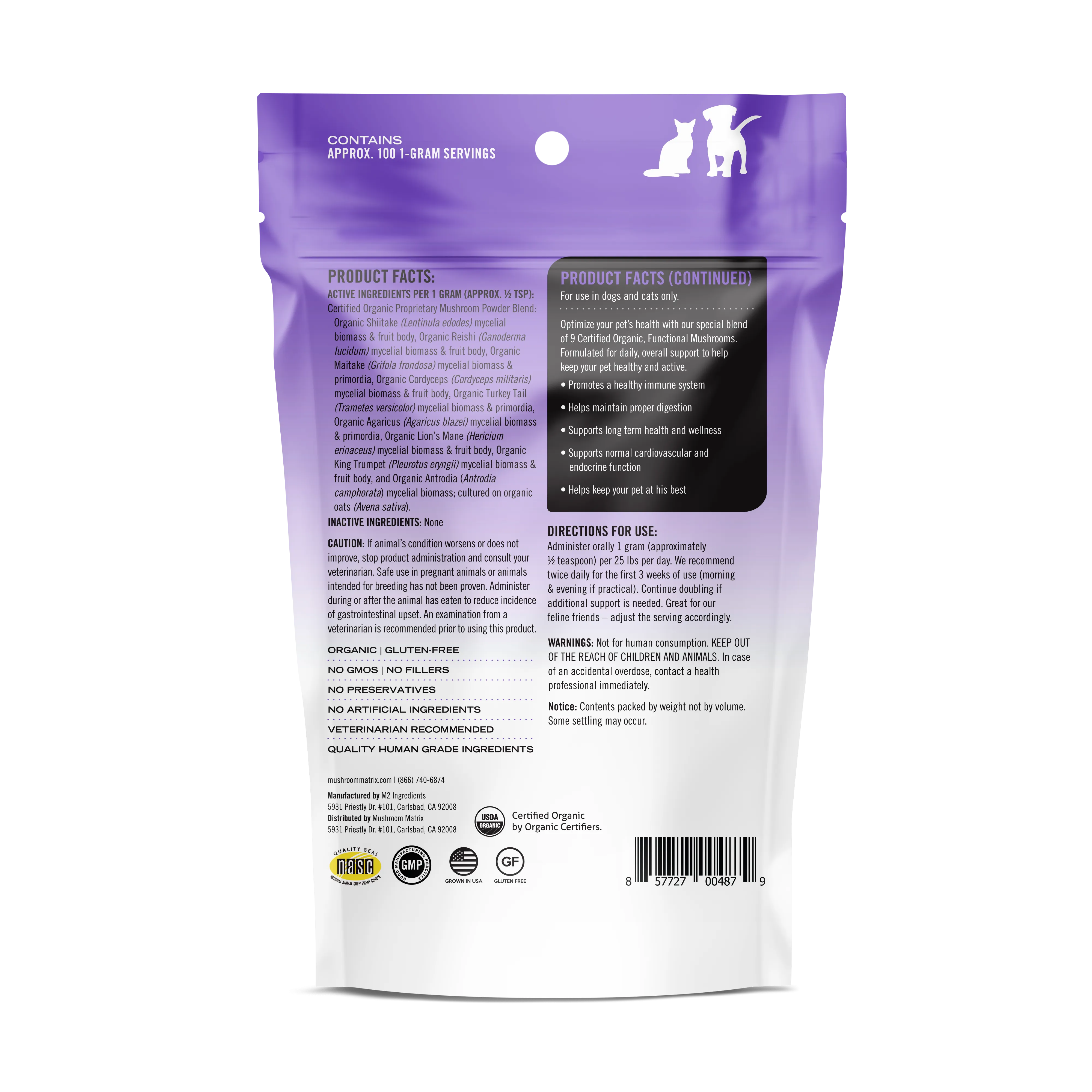 Canine Matrix Healthy Pet Organic Mushroom Immune Supplement for Dogs