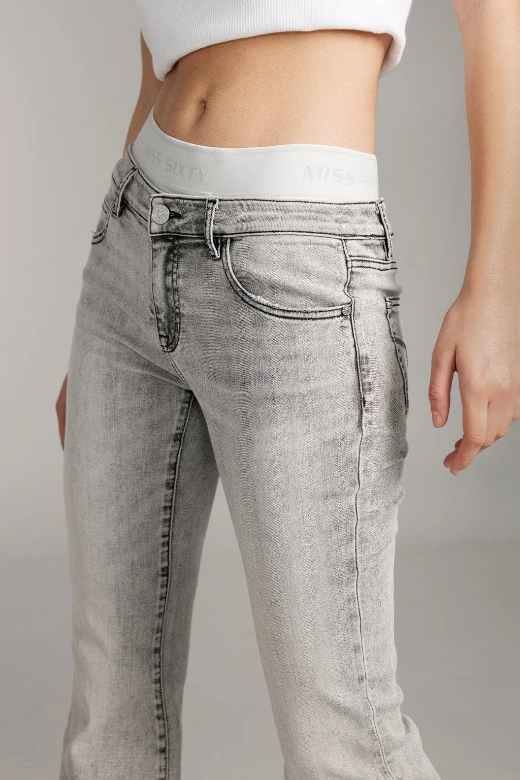 Double Panel Waist Design Vintage Flared Jeans