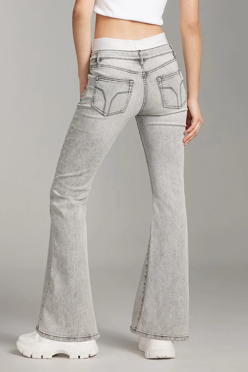 Double Panel Waist Design Vintage Flared Jeans