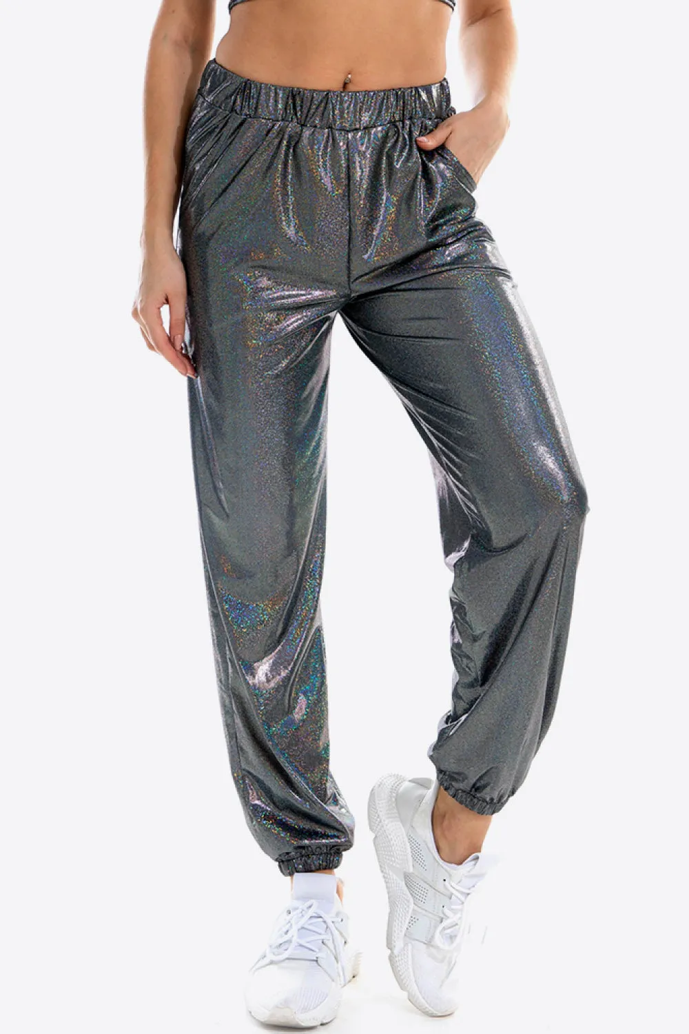 Golden Days Glitter Elastic Waist Pants with Pockets