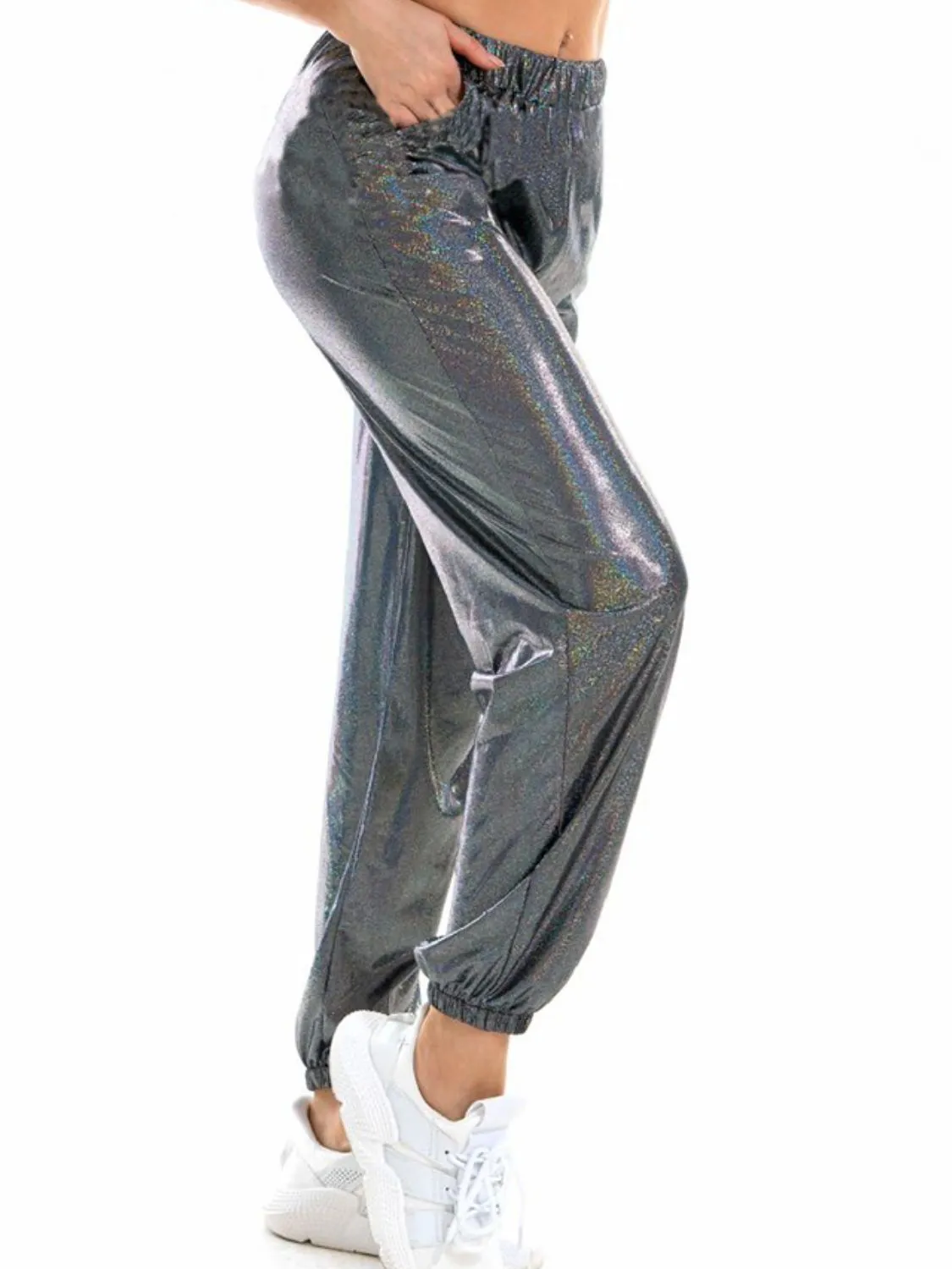 Golden Days Glitter Elastic Waist Pants with Pockets