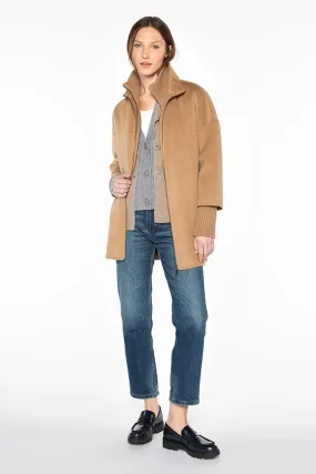 KINROSS CASHMERE - KNIT INSERT ZIP MOCK COAT