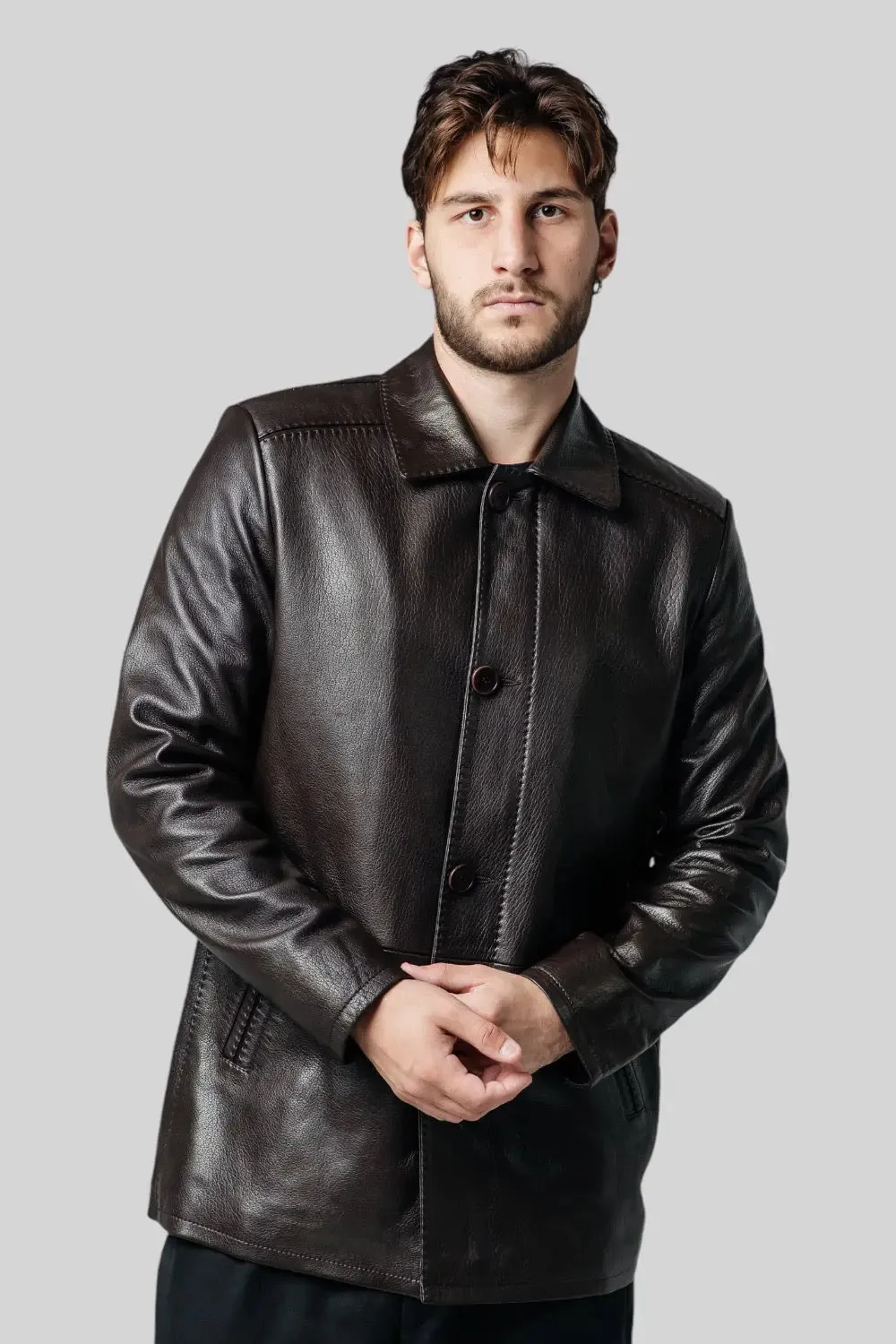 Massimiliano Classic Leather Coat
