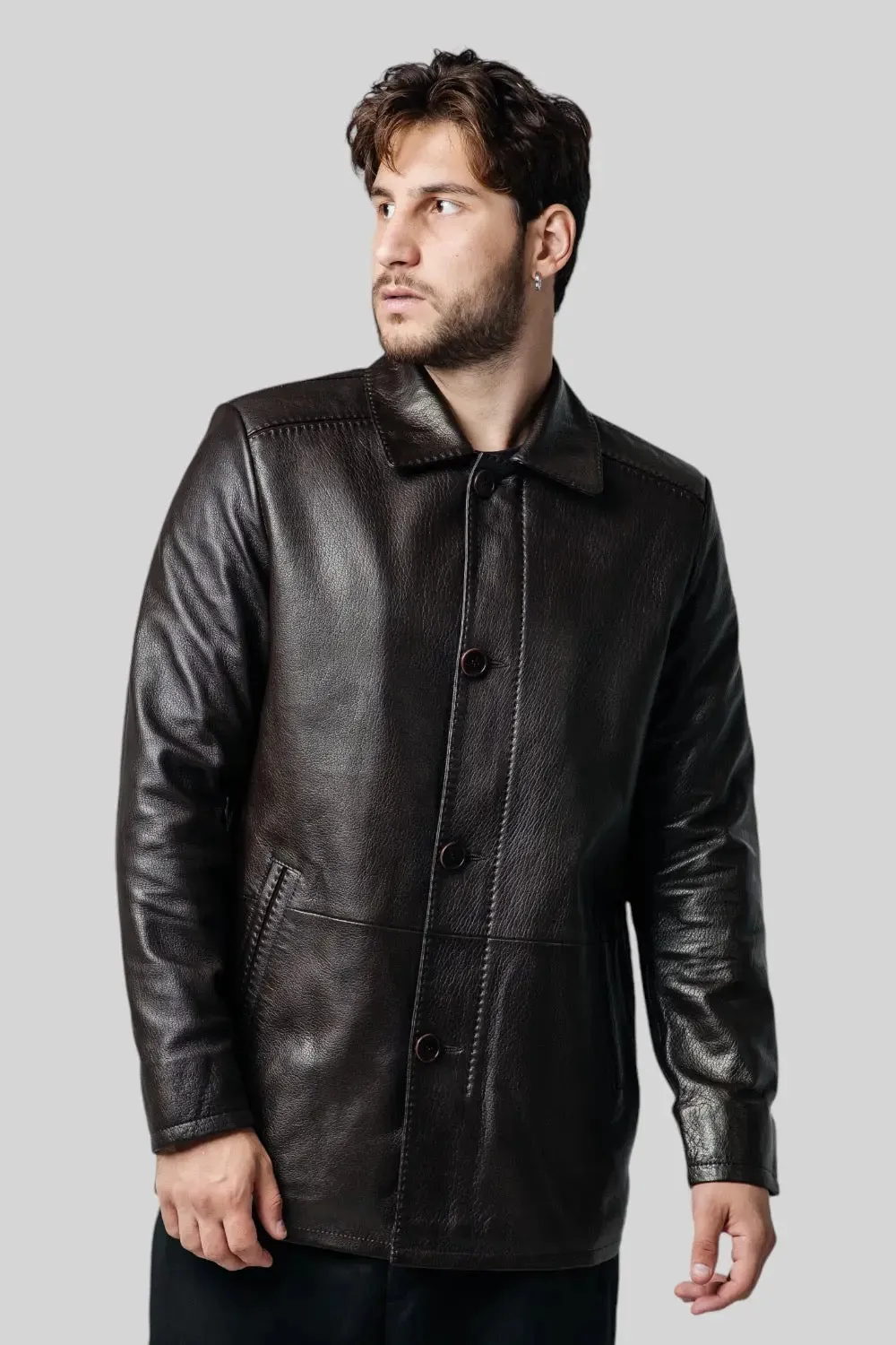 Massimiliano Classic Leather Coat
