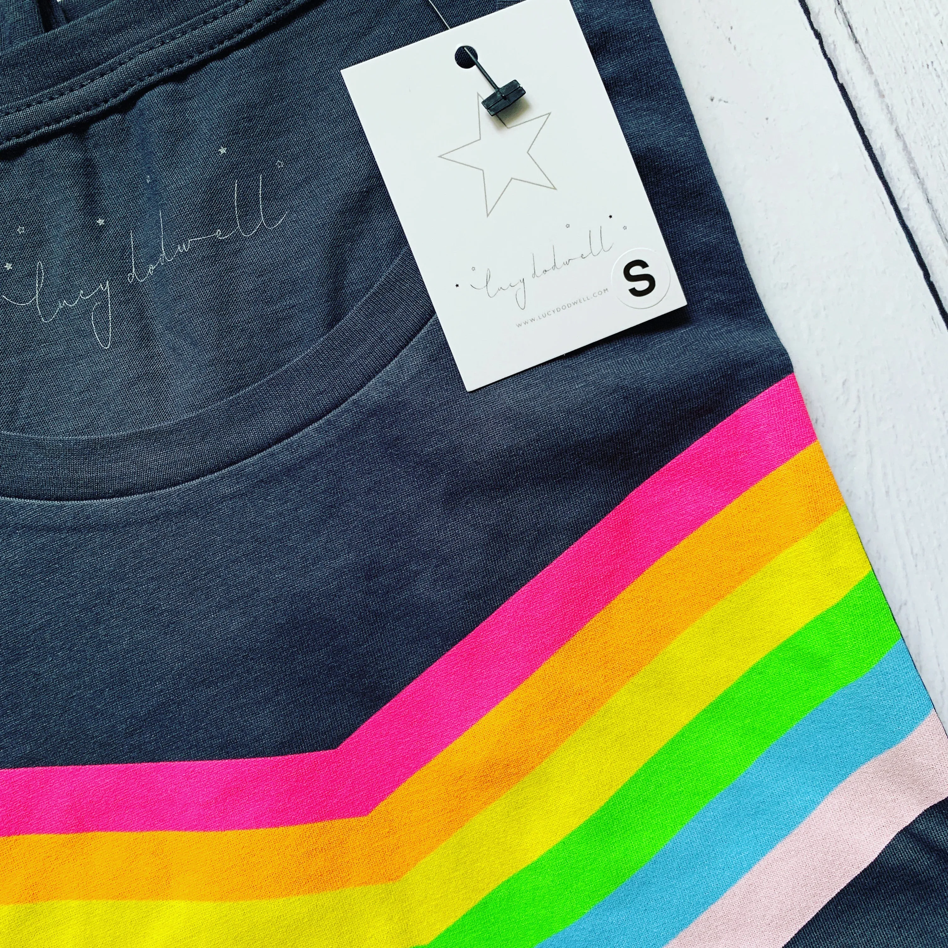 Neon Rainbow chevron charcoal tee