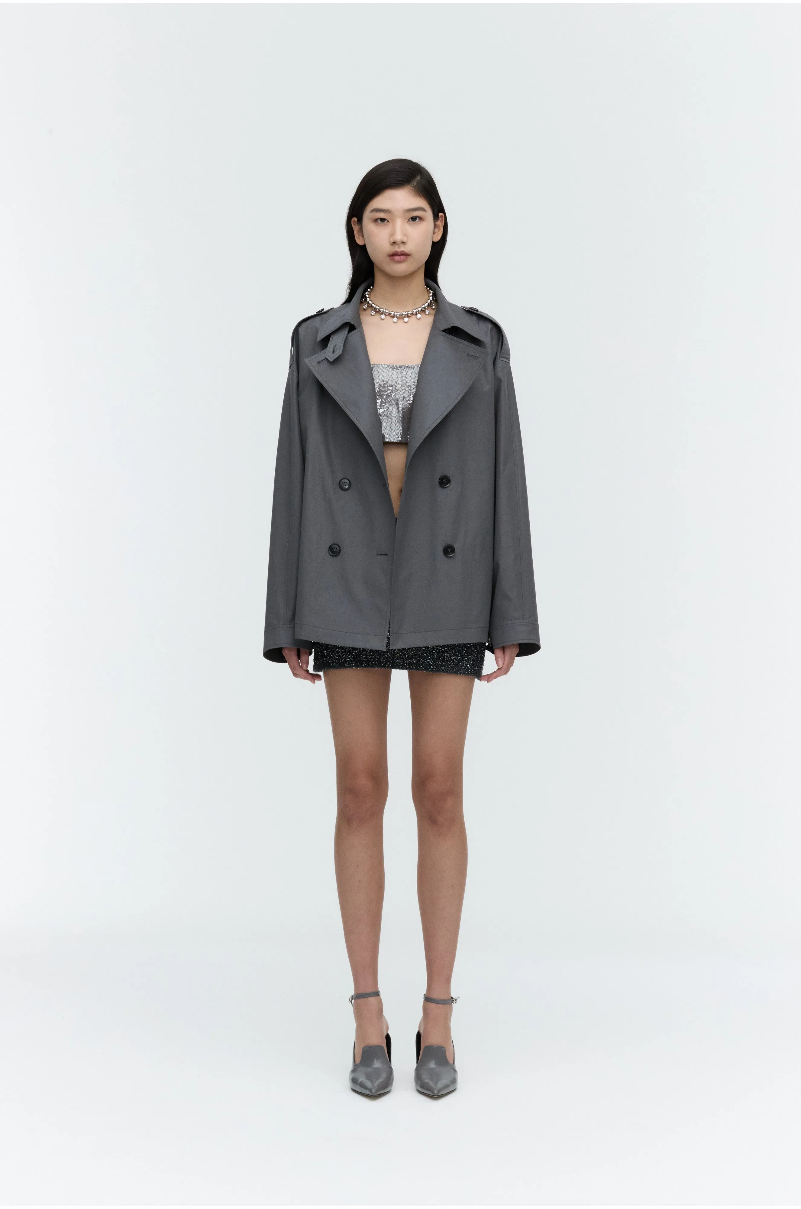 Oversized Cropped Trench Coat