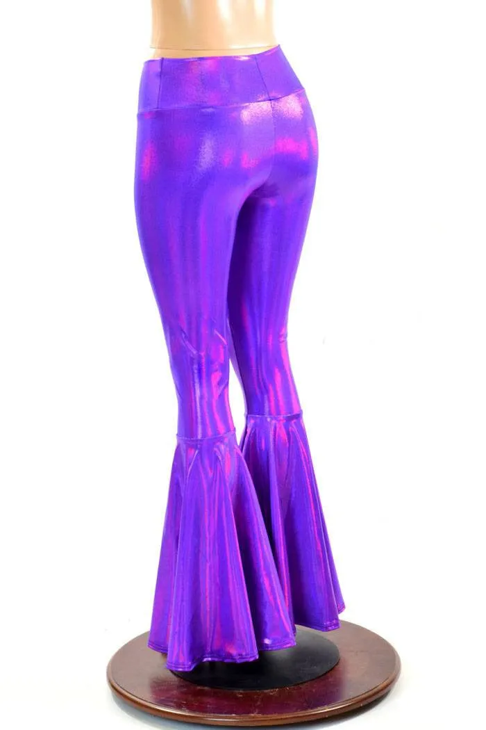 Purple High Waist Bell Bottom Flares