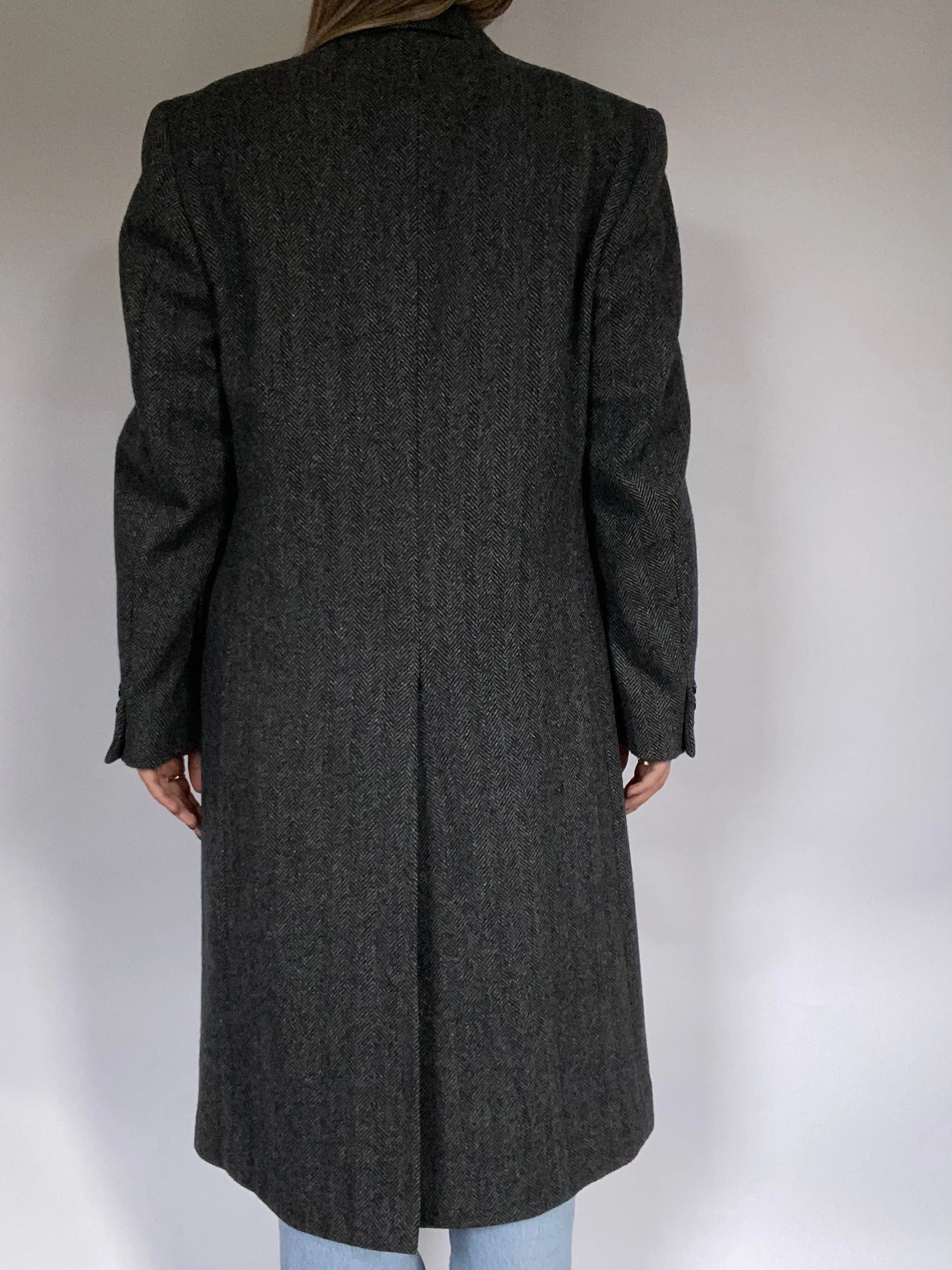 Ralph Lauren Double Breasted Houndstooth Print Trench Size M