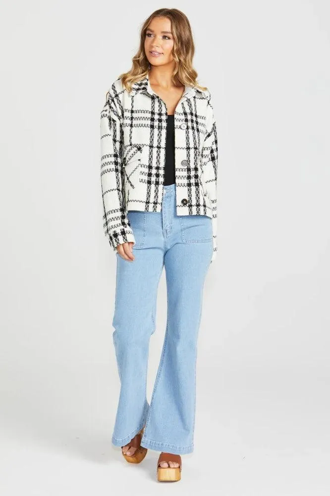 Sass Shira Shacket Cream Black Check