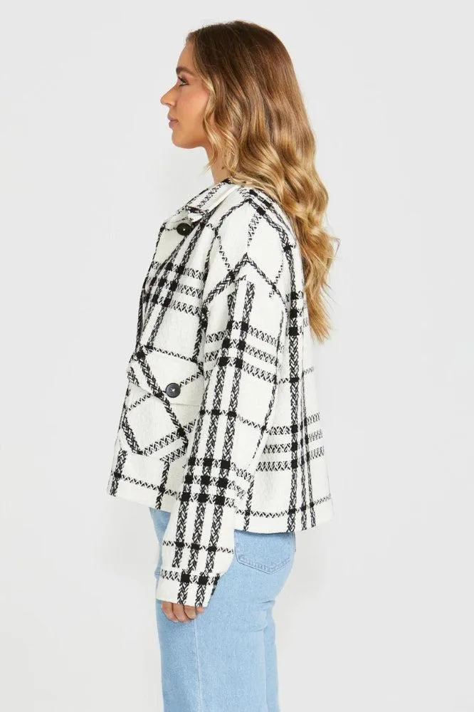 Sass Shira Shacket Cream Black Check