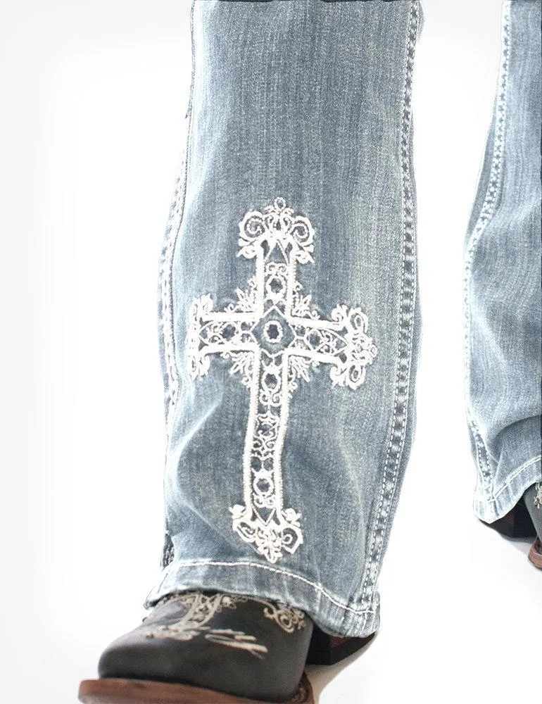 Silver Cross Washed Stretch Bootcut Jeans