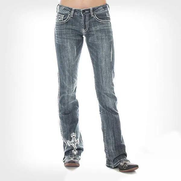 Silver Cross Washed Stretch Bootcut Jeans