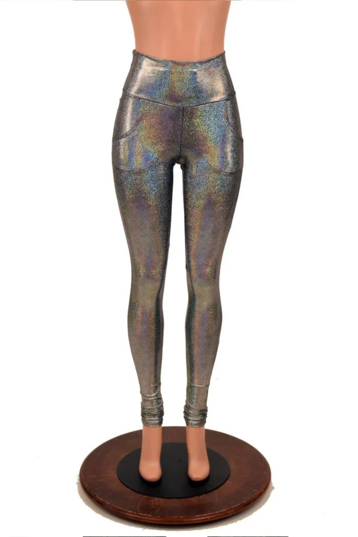 Silver Holographic Pocket Leggings