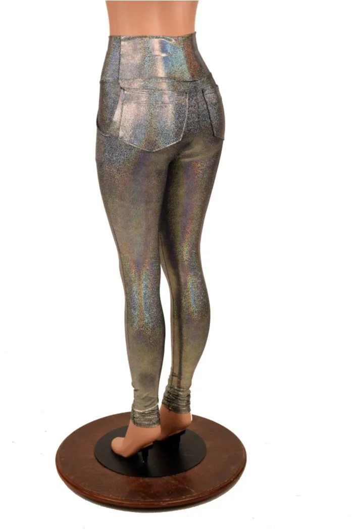 Silver Holographic Pocket Leggings