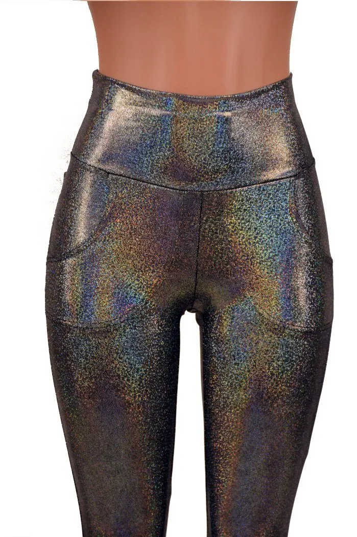 Silver Holographic Pocket Leggings