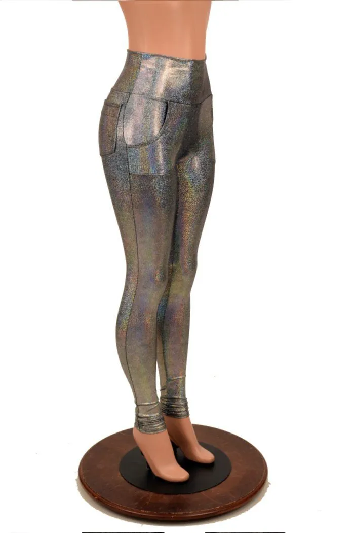 Silver Holographic Pocket Leggings