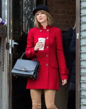 Stylish Taylor Swift Inspired Red Wool Peacoat for Women