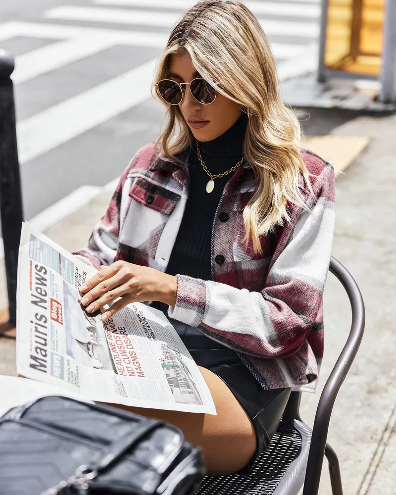 Zeagoo Flannels for Women Cropped Shacket Jacket Fashion Plaid Button Down Shirt 2023 Fall Coat Tops